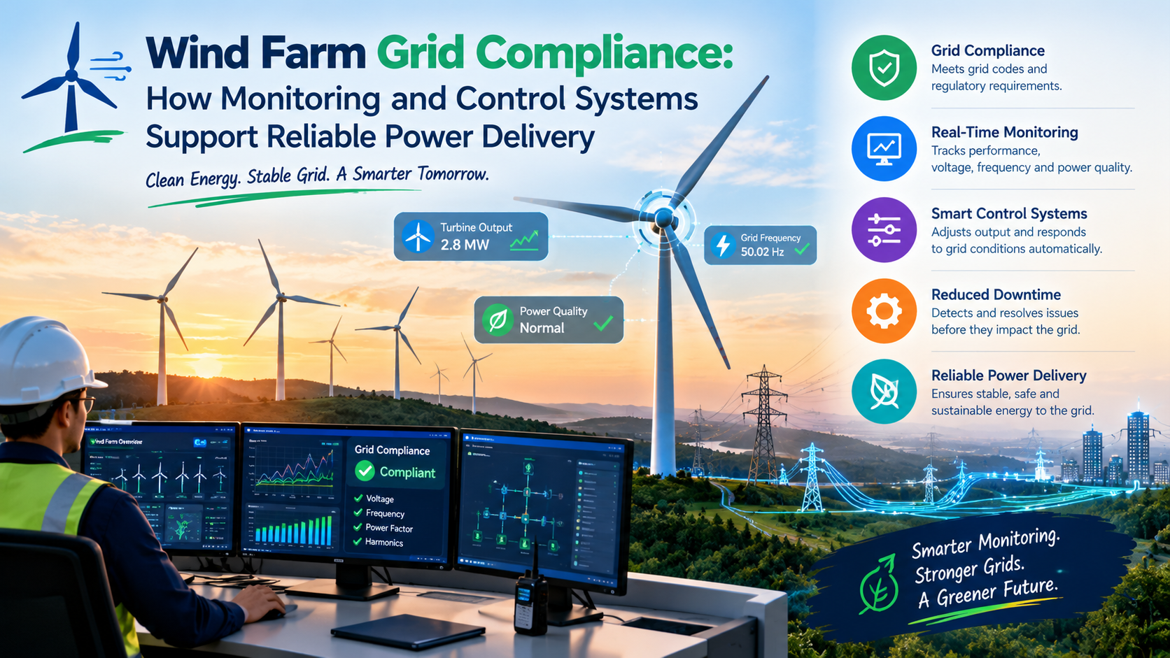 Wind Farm Grid Compliance: How Monitoring and Control Systems Support Reliable Power Delivery